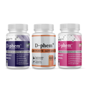Slim Forte + Inhibidor de Apetito + Estabilizador de Menopausia D-phem