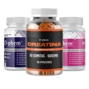 Creatina gomitas + Inhibidor de apetito + Estabilizador Menopausia